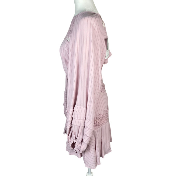 Free People Dress Mini Long Sleeve Lace Boho Lilac Purple Crush on You Sz 4 NWT - Picture 6 of 13